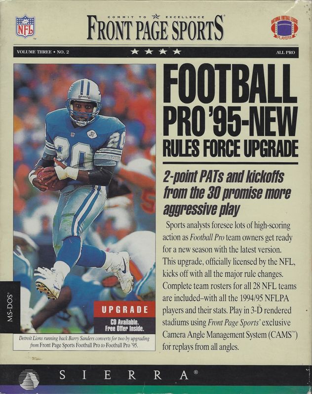 Front Cover for Front Page Sports: Football Pro '95 (DOS) (Upgrade version)