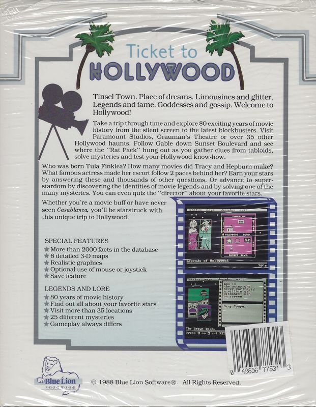Back Cover for Ticket to Hollywood (DOS)
