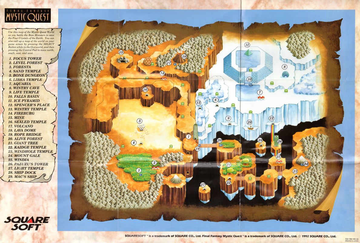 Map for Final Fantasy: Mystic Quest (SNES)