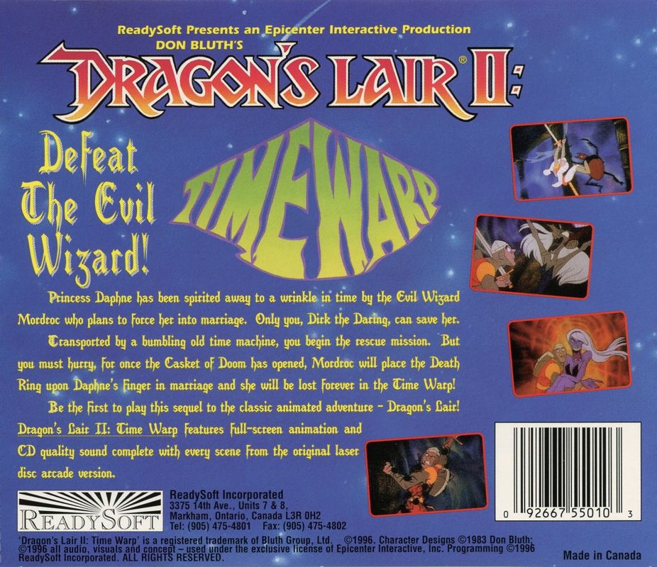 Other for Dragon's Lair II: Time Warp (Windows): Jewel Case - Back