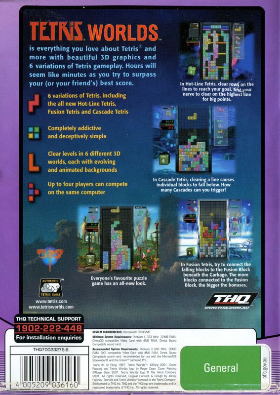 Back Cover for Tetris Worlds (Windows) (Valusoft release)