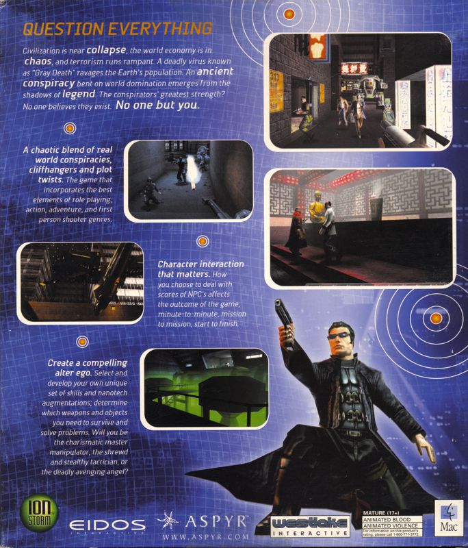 Back Cover for Deus Ex (Macintosh)