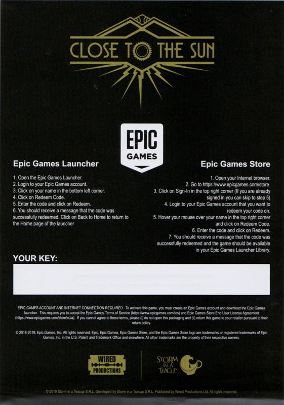 Extras for Close to the Sun (Limited Collector's Edition) (Nintendo Switch): Flyer - Windows Epic Games Store version