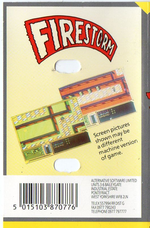 Back Cover for Firestorm (ZX Spectrum) (Alternative Software budget reissue)