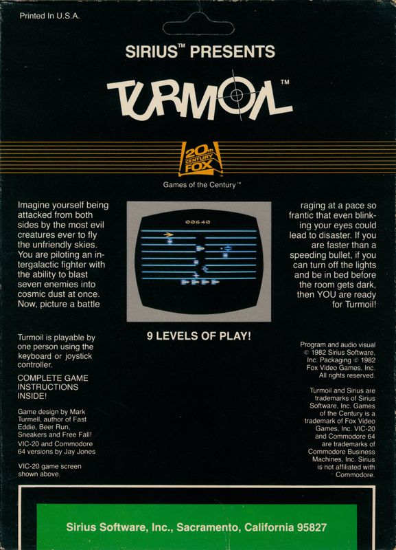 Back Cover for Turmoil (Commodore 64)