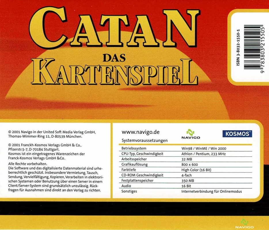 Other for Catan: Das Kartenspiel (Windows) (Initial United Soft Media / Navigo / Kosmos release): Jewel Case - Back