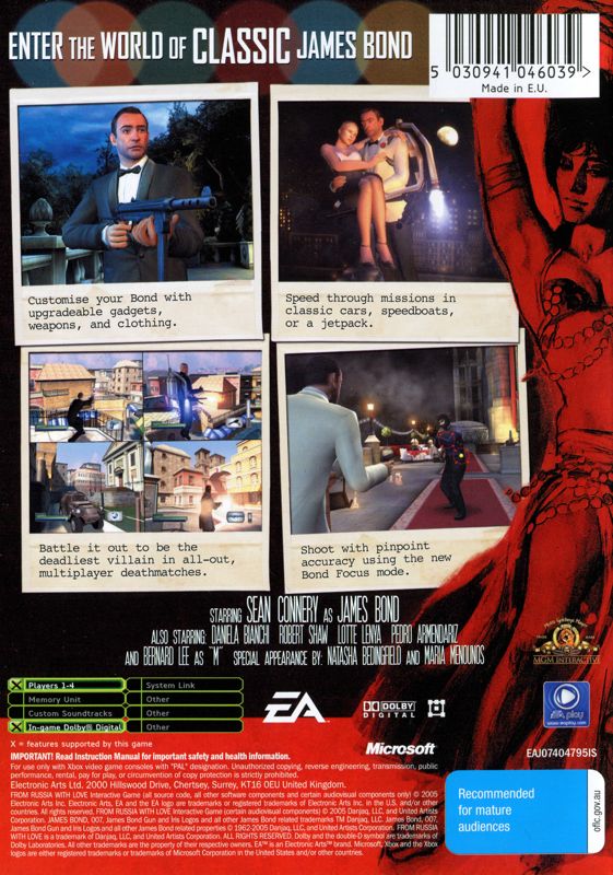 Back Cover for 007: From Russia with Love (Xbox)