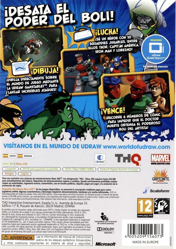 Back Cover for Marvel Super Hero Squad: Comic Combat (Xbox 360)
