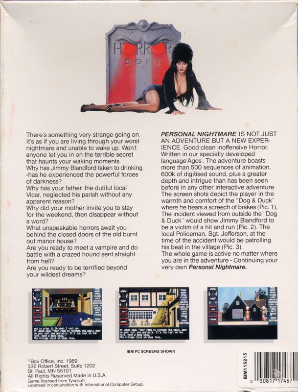 Back Cover for ...A Personal Nightmare (DOS)