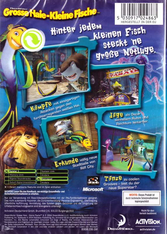 Back Cover for DreamWorks Shark Tale (Xbox)
