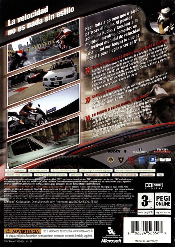 Back Cover for Project Gotham Racing 4 (Xbox 360)