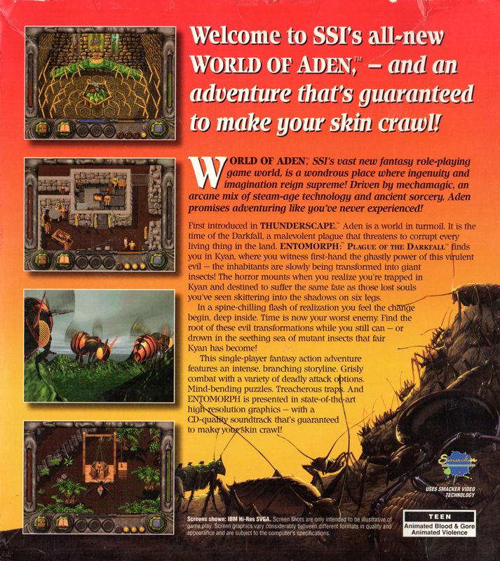 Back Cover for World of Aden: Entomorph - Plague of the Darkfall (Windows and Windows 3.x)
