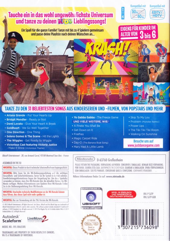 Back Cover for Just Dance: Kids 2014 (Wii)