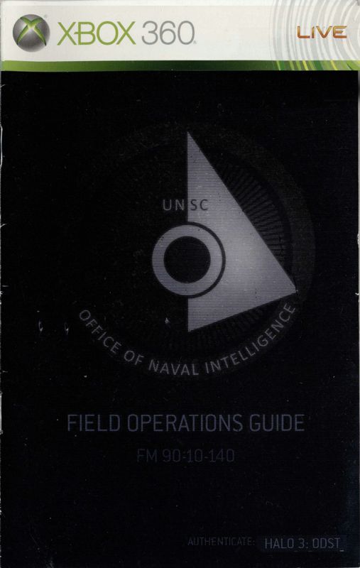 Manual for Halo 3: ODST (Xbox 360): Front