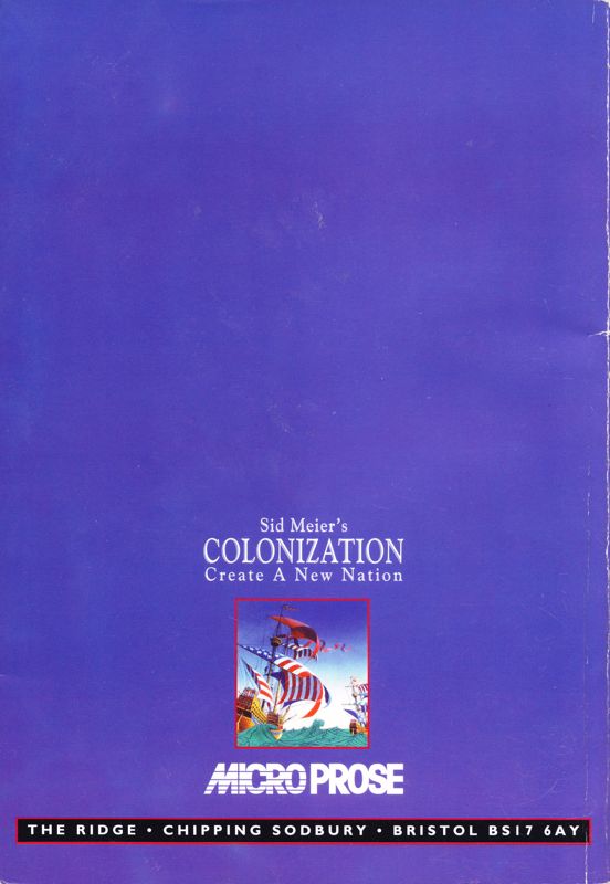 Manual for Sid Meier's Colonization (DOS): Back
