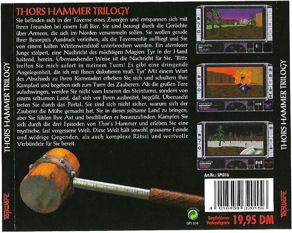 Back Cover for Thor's Hammer (DOS) (German Retail CD-ROM Re-release)