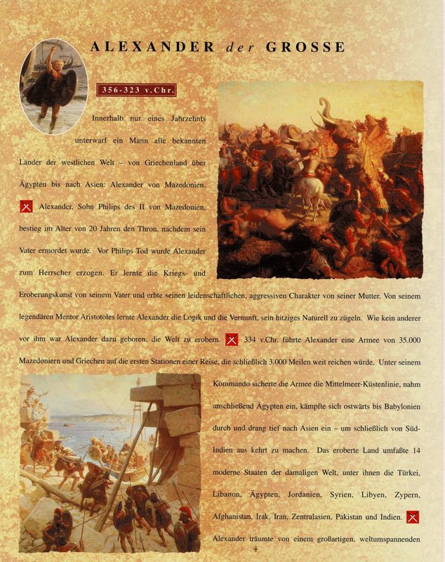 Inside Cover for The Great Battles of Alexander (Windows): Left