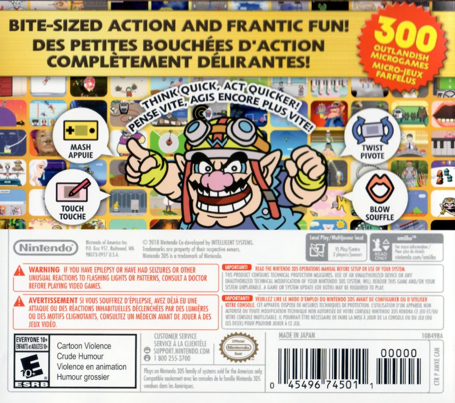 Back Cover for WarioWare: Gold (Nintendo 3DS)
