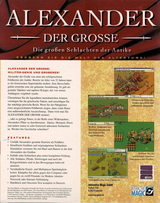 Back Cover for The Great Battles of Alexander (Windows)