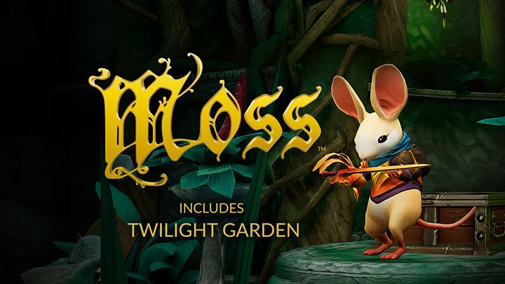 Front Cover for Moss (Quest and Windows) (Oculus Store release): "Includes Twilight Garden" cover update