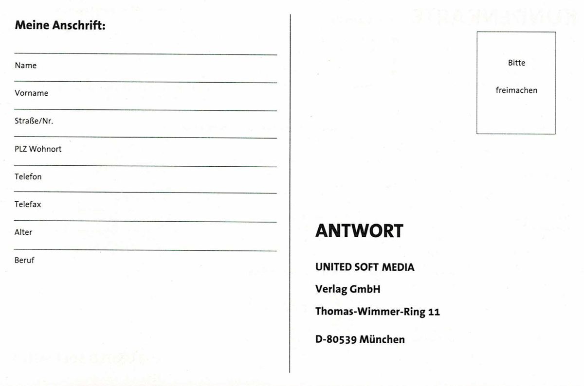 Extras for Catan: Das Kartenspiel (Windows) (Initial United Soft Media / Navigo / Kosmos release): Registration Card - Front