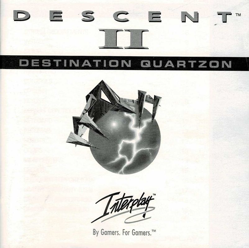 Manual for Descent II: Destination Quartzon (DOS and Windows) (Front and Back identically): Front
