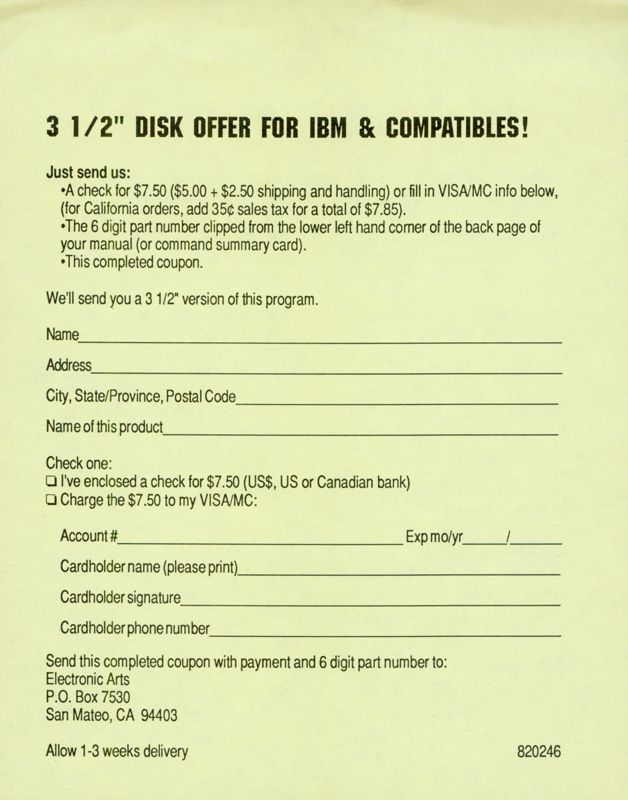 Other for Legacy of the Ancients (DOS): 3.5" Disk Offer - Back