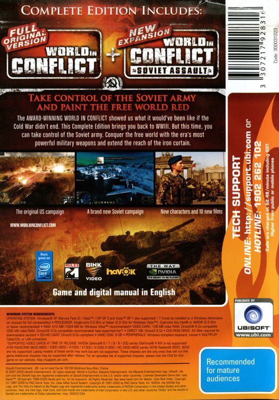 Back Cover for World in Conflict: Soviet Assault (Windows) (That's Hot! release)