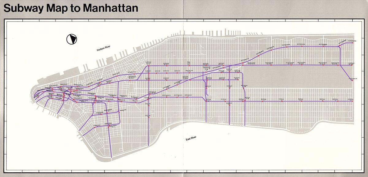 Map for Amnesia (Apple II): Subway Map to Manhattan