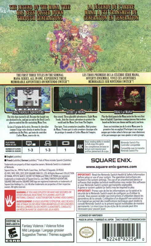 Back Cover for Collection of Mana (Nintendo Switch)