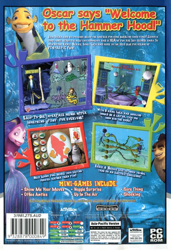 Back Cover for DreamWorks Shark Tale Fintastic Fun! (Windows) (Essential Collection release)