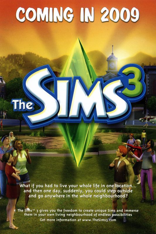 Advertisement for The Sims 2: Apartment Life (Windows): Sims 3 flyer - back