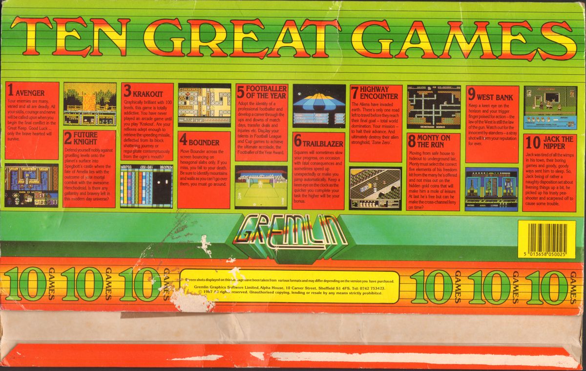 Back Cover for Ten Great Games (ZX Spectrum)