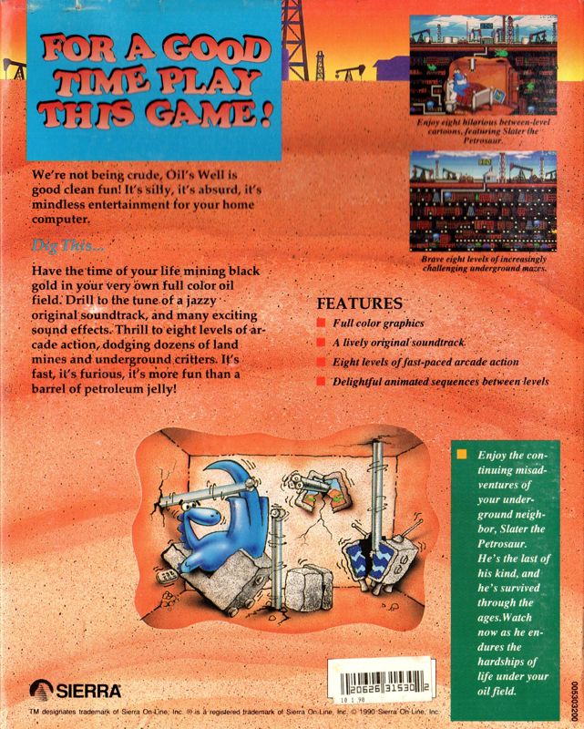 Back Cover for Oil's Well (DOS) (Dual Media Release v1.14)