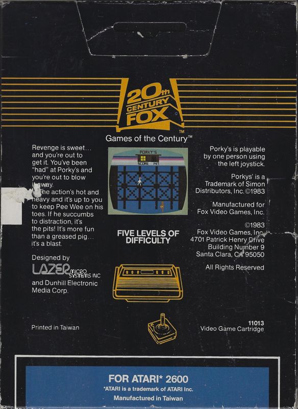Back Cover for Porky's (Atari 2600)