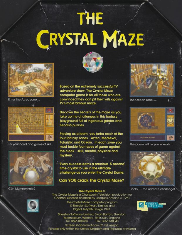 Back Cover for The Crystal Maze (DOS) (Octagonal box )