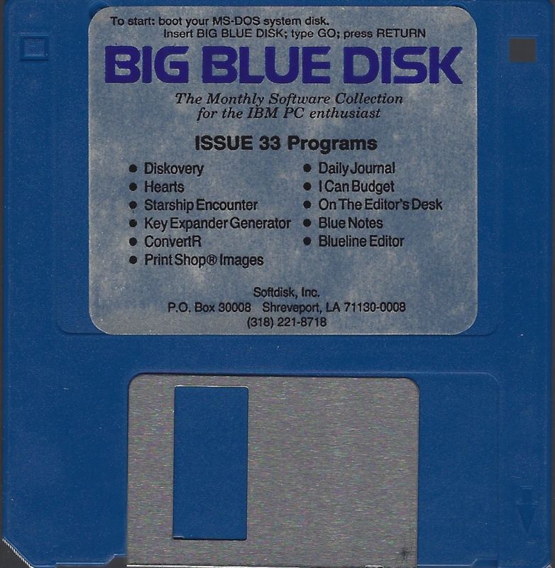 Media for Big Blue Disk #33 (DOS) (3.5 inch disk release)