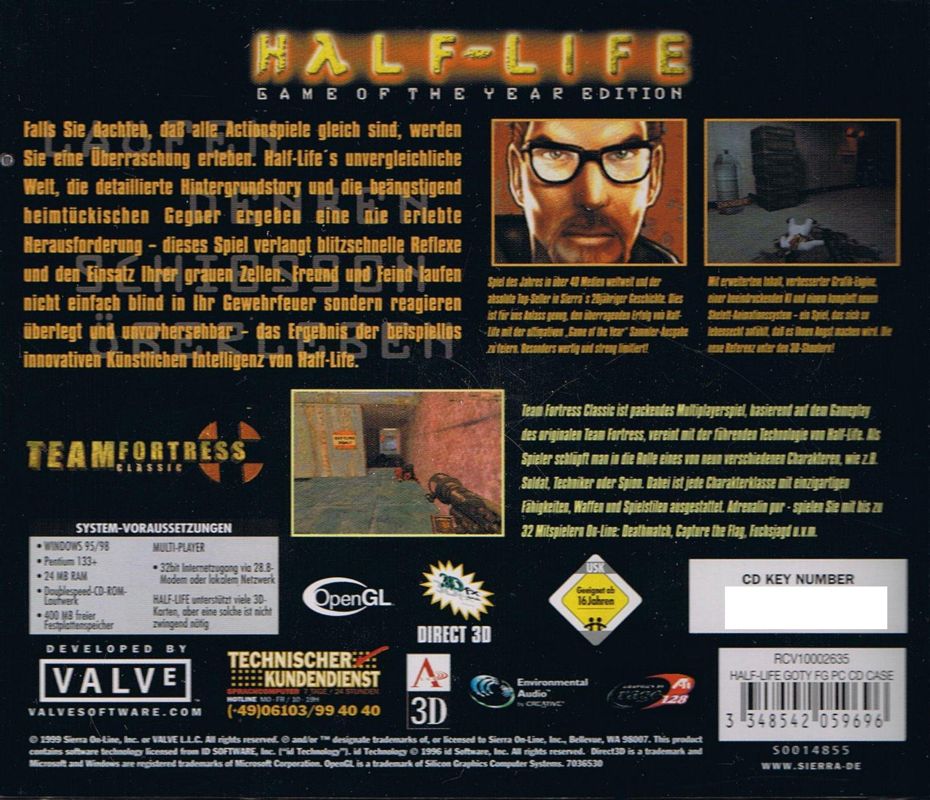 Other for Half-Life: Game of the Year Edition (Windows): Jewel Case - Back