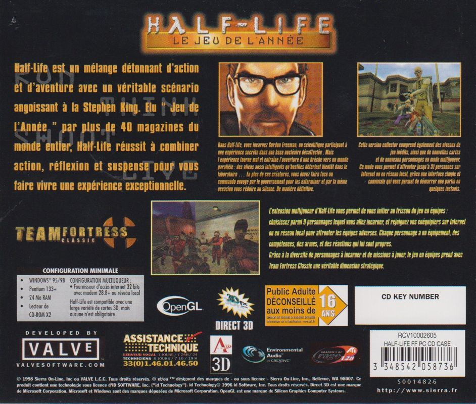 Other for Half-Life: Game of the Year Edition (Windows): Jewel case - Back