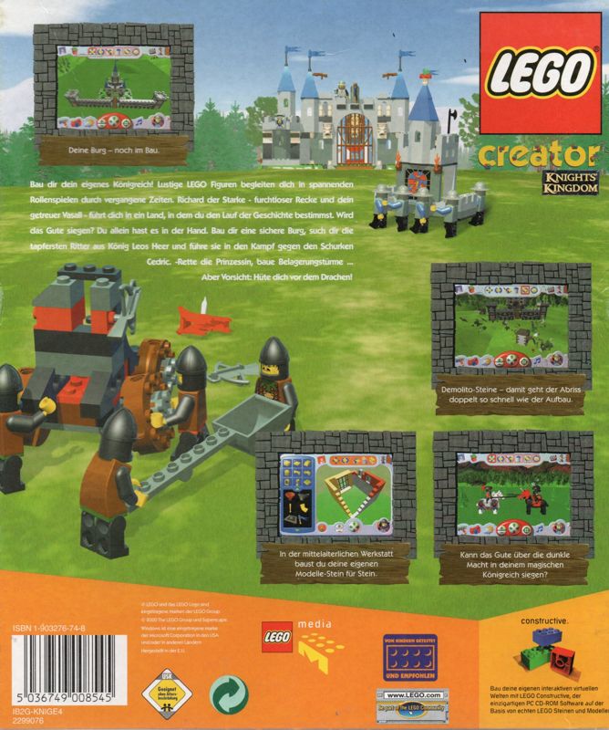 Back Cover for LEGO Creator: Knights' Kingdom (Windows)