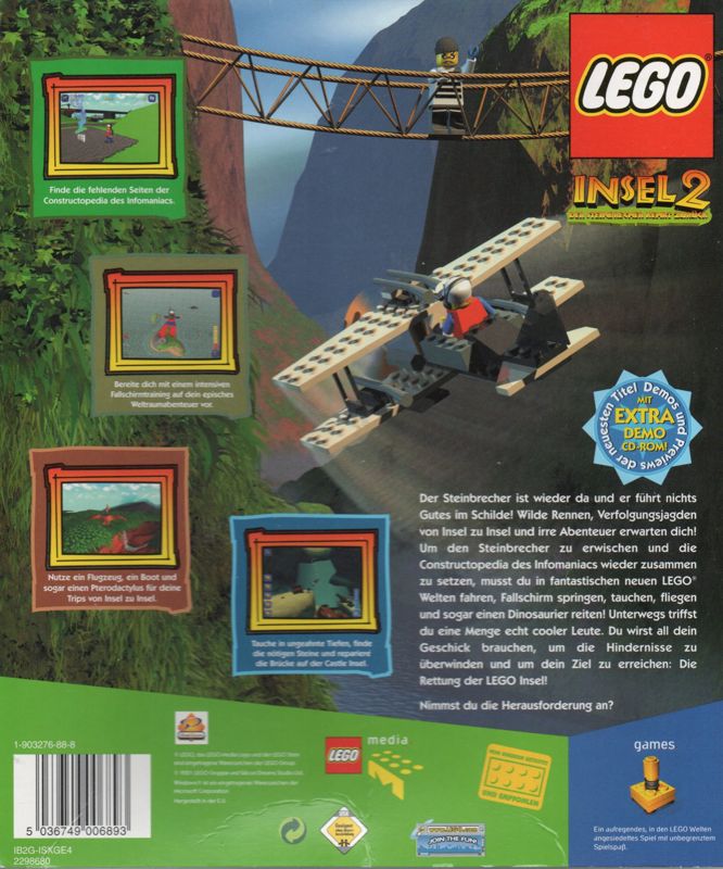 Back Cover for LEGO Island 2: The Brickster's Revenge (Windows) (Big box release)