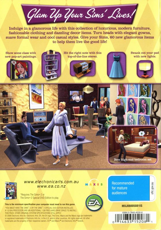 Back Cover for The Sims 2: Glamour Life Stuff (Windows)