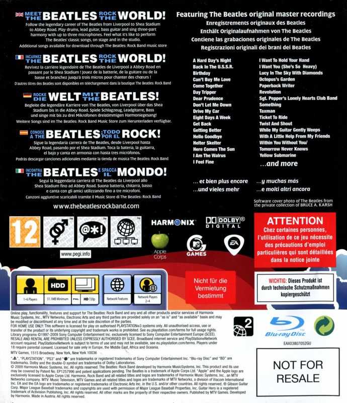 Other for The Beatles: Rock Band (PlayStation 3) (Bundled with guitar): Keepcase - back