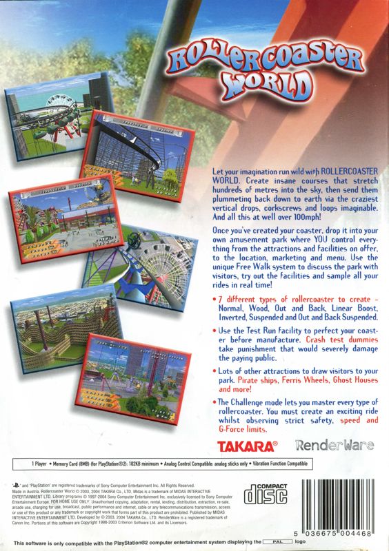 Back Cover for Rollercoaster World (PlayStation 2)