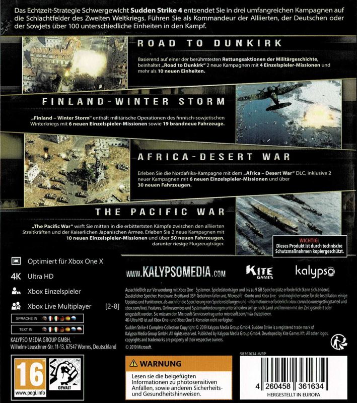 Back Cover for Sudden Strike 4: Complete Collection (Xbox One)