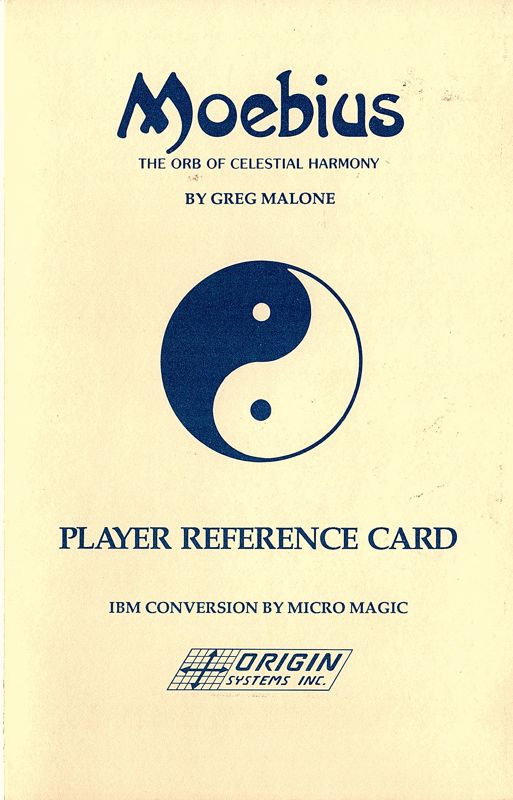 Reference Card for Moebius: The Orb of Celestial Harmony (DOS)