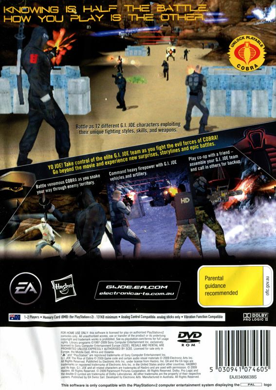 Back Cover for G.I. Joe: The Rise of Cobra (PlayStation 2)