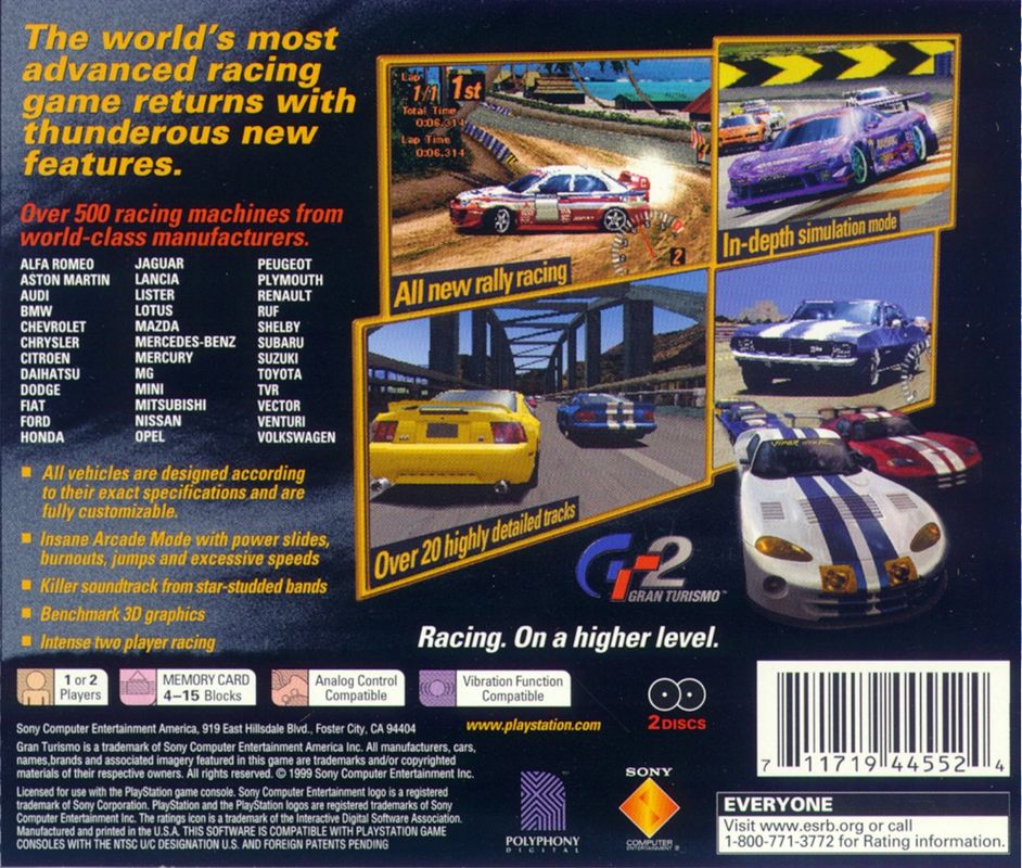 Gran Turismo 2 Cover Or Packaging Material Mobygames