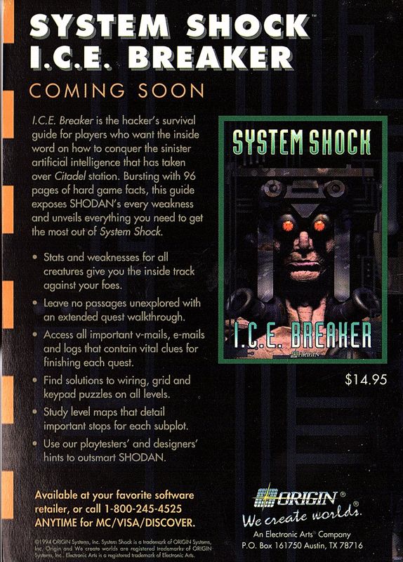 Advertisement for System Shock (DOS)