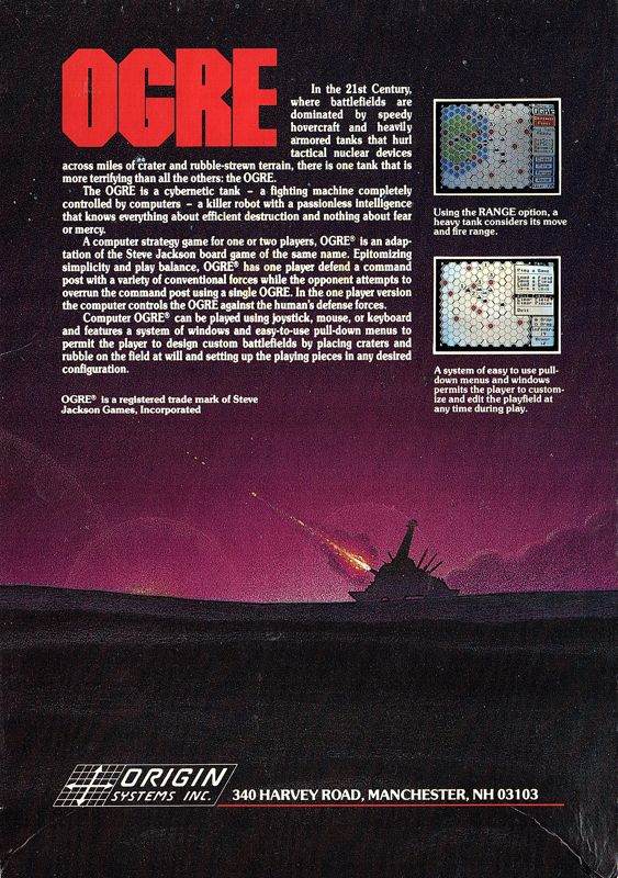 Back Cover for Ogre (Atari ST)